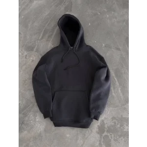 Arnay Kapüşonlu Üç İplik Penye Basic Sweatshirt - Füme