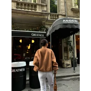 Arnay Kaşe Kaşmir Fermuarlı Ceket - Kahve