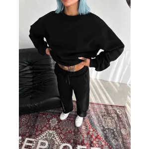 Arnay Kışlık Bisiklet Yaka Basic Eşofman Takım - Siyah