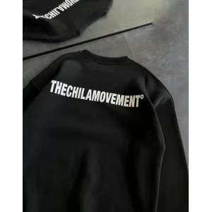 Arnay Kışlık Bisiklet Yaka Oversize Baskılı Sweatshirt - Siyah