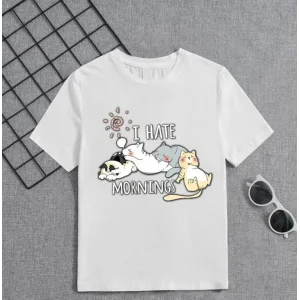 Arnay Kız Çocuk Bisiklet Yaka Baskılı T-shirt - Beyaz