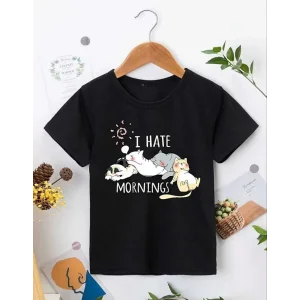 Arnay Kız Çocuk Bisiklet Yaka Baskılı T-shirt - Siyah