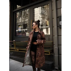 Arnay Leopar Desenli Trençkot Ceket Mont - Leopar