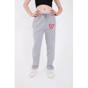 Arnay Oversize Boru Paça Baskılı Eşofman Pantolon - Gri