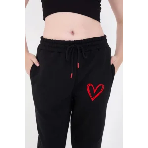 Arnay Oversize Boru Paça Baskılı Eşofman Pantolon - Siyah