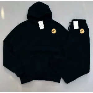 Arnay Oversize Kapüşonlu Üç İplik Baskılı Eşofman Takım - Siyah