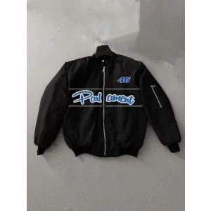 Arnay Tam Kalıp Uzun Kol Baskılı Bomber Ceket - Siyah