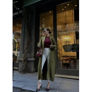 Arnay Triko Cepli Uzun Hırka - Haki