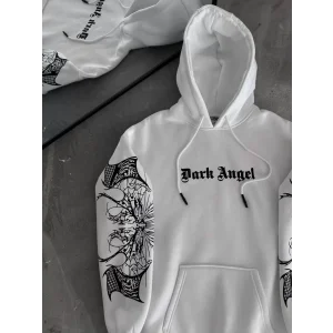 Arnay Üç İplik Kapüşonlu Baskılı Oversize Sweatshirt- Beyaz