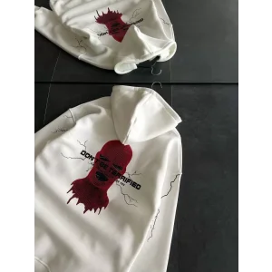 Arnay Üç İplik Kapüşonlu Baskılı Oversize Sweatshirt- Beyaz