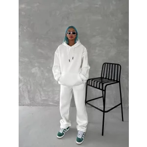 Arnay Üç İplik Kapüşonlu Eşofman Takım - Beyaz