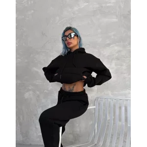 Arnay Üç İplik Kapüşonlu Eşofman Takım - Siyah