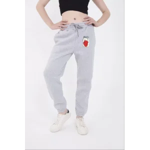 Arnay Üç İplik Lastikli Baskılı Eşofman Pantolon - Gri