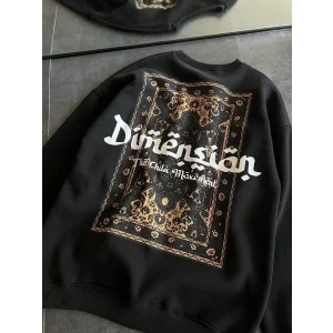 Arnay Üç İplik Penye Bisiklet Yaka Baskılı Sweatshirt - Siyah