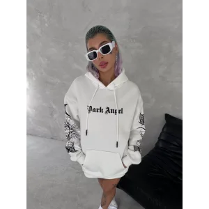 Arnay Üç İplik Uzun Kol Kapüşonlu Baskılı Sweatshirt - Beyaz