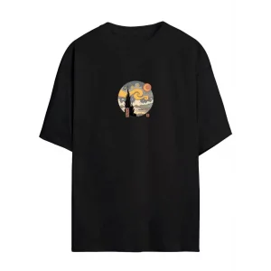 Arnay Unisex Baskılı Oversize T-shirt - Siyah