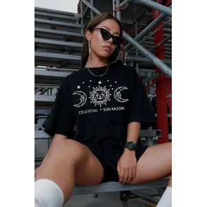 Arnay Unisex Baskılı Oversize T-shirt - Siyah