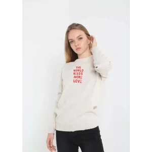 Arnay Unisex Bisiklet Yaka Baskılı Dokuma Triko - Bej