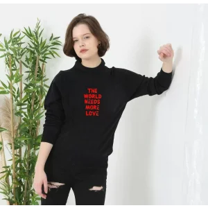 Arnay Unisex Bisiklet Yaka Baskılı Dokuma Triko - Siyah