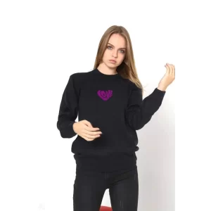 Arnay Unisex Bisiklet Yaka Baskılı Dokuma Triko - Siyah