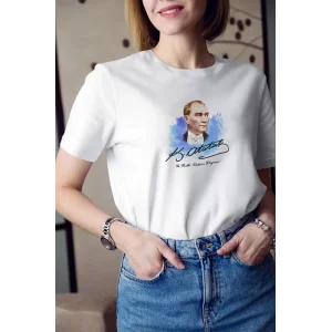 Arnay Unisex Bisiklet Yaka Baskılı Oversize T-shirt - Beyaz