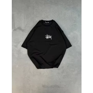 Arnay Unisex Bisiklet Yaka Baskılı Oversize T-shirt - Siyah