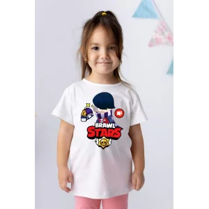 Arnay Unisex Bisiklet Yaka Kısa Kol Baskılı Çocuk T-shirt - Beyaz