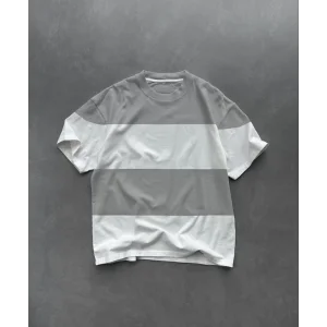 Arnay Unisex Bisiklet Yaka Parçalı T-shirt - Gri