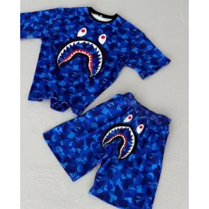Arnay Unisex Çocuk Dijital Baskılı Şortlu Takım - Mavi