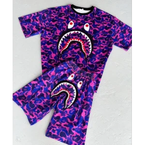 Arnay Unisex Çocuk Dijital Baskılı Şortlu Takım - Mor