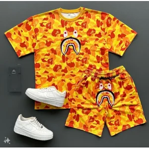 Arnay Unisex Çocuk Dijital Baskılı Şortlu Takım - Sarı