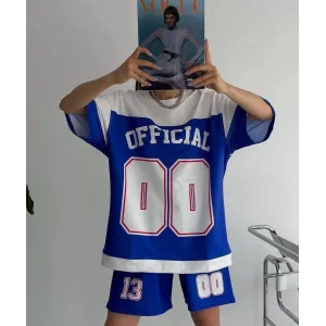 Arnay Unisex Dijital Baskılı Şortlu Takım - Mavi