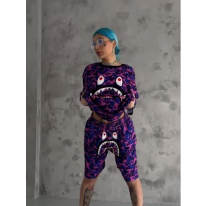 Arnay Unisex Dijital Baskılı Şortlu Takım - Mor