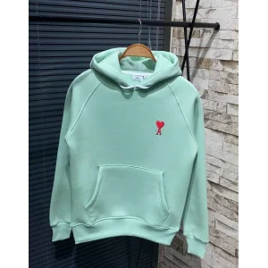 Arnay Unisex Kapşonlu Baskılı Sweetshirt - Mint Yeşili