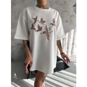 Arnay Unisex Nakış İşlemeli T-shirt - Beyaz