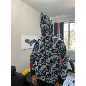 Arnay Unisex Pubg Bape X Shark Hoodie - Gri