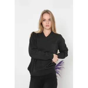 Arnay Unisex Uzun Kol V Yaka Triko Kazak - Füme