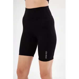 Arnay Yüksek Bel Fitilli Biker Baskılı Şort - Siyah