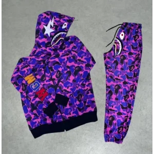 Arnay Zıp Fermuarlı Nakışlı Kapüşonlu Takım - Mor