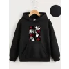 Arnay Çocuk Unisex Kapüşonlu Anime Baskılı Sweatshirt - Siyah