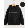 Arnay Çocuk Unisex Kapüşonlu Baskılı Sweatshirt - Siyah
