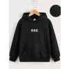 Arnay Çocuk Unisex Kapüşonlu Mini Kafa Baskılı Sweatshirt - Siyah