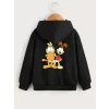 Arnay Çocuk Unisex Kapüşonlu Ön Ve Arka Garfield Baskılı Sweatshirt - Siyah