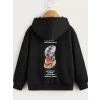 Arnay Çocuk Unisex Kapüşonlu Ön Ve Arka Moon Special Baskılı Sweatshirt - Siyah