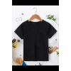 Arnay Çocuk Unisex Kapüşonlu Özel Tasarım Basic Tshirt - Siyah