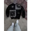 Arnay Desenli Üç İplik Bisiklet Yaka Oversize Sweatshirt - Siyah