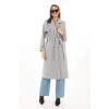 Arnay Kadın Balık Sırtı Kaşmir Uzun Kaşe Kaban - Gri