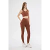Arnay Kadın Crop Tayt İkili Spor Takımı - Kahve