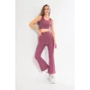 Arnay Kadın İspanyol Paça Taytli Croplu Takım - Mor