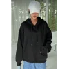 Arnay Kadın Uzun Kol Kapşonlu Basic Sweatshirt Hoodie - Siyah